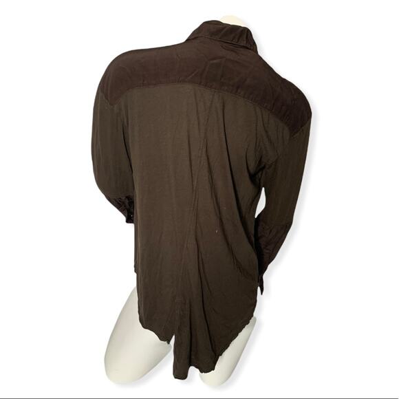 Wilt long sleeve blouse patched brown multi textured loose fit - Picture 4 of 5